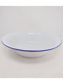Bowl enlozado blanco con borde azul 26cm - ENLOZADO