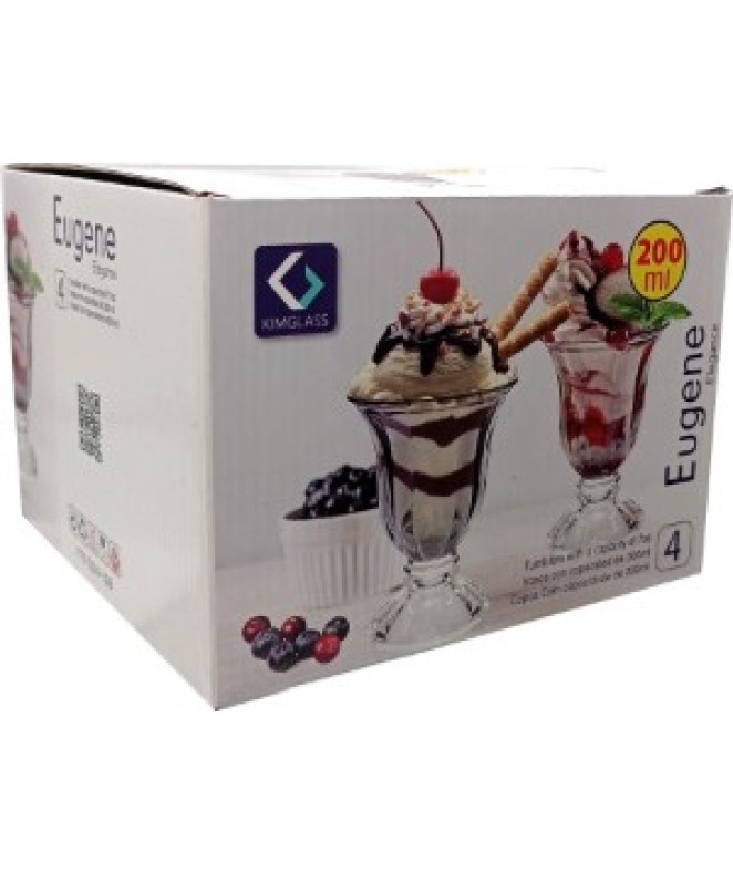 Set x4 copas de helado con pie de vidrio 200 ml EUGENE - COPAS DE HELADO