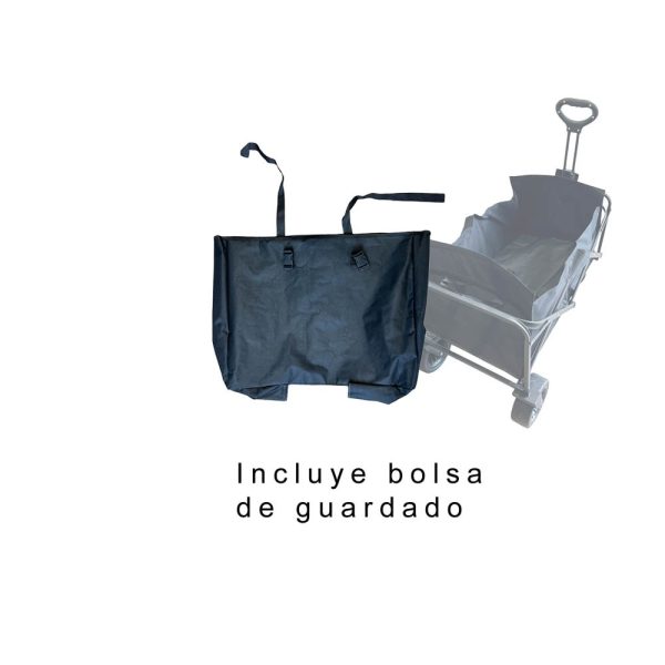 Carro playero c/ruedas anchas 90x58x79cm negro - Imagen 3