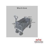 Carro playero c/ruedas anchas 90x58x79cm negro - Imagen 6