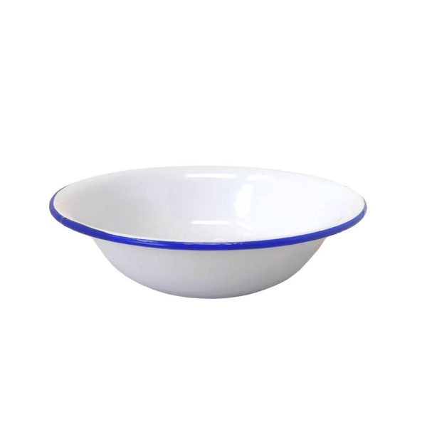 Bowl enlozado blanco con borde azul 14cm - Imagen 1