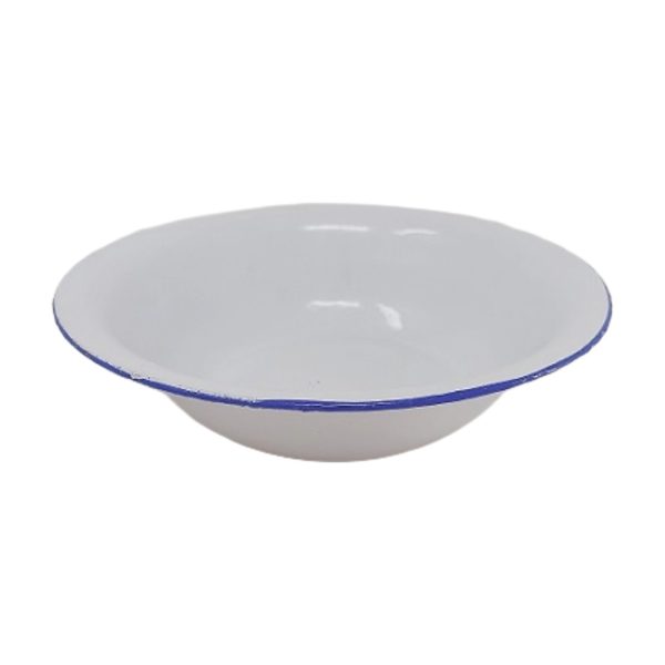 Bowl enlozado blanco con borde azul 26cm - Imagen 1