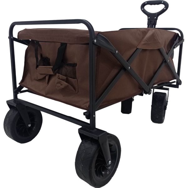 Carro playero c/ruedas anchas 90x58x79cm marron - Imagen 2