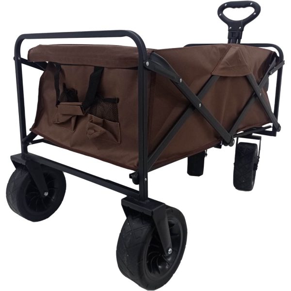 Carro playero c/ruedas anchas 90x58x79cm marron - Imagen 3