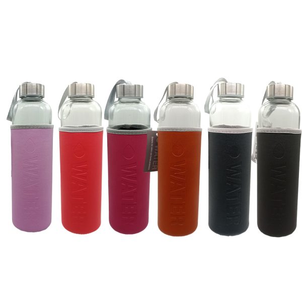 Botella de vidrio c/funda WATER 600cc  apro- 6 col - Imagen 4