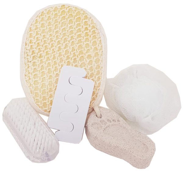 Set de spa - 5 pzas- esponja/separador/vegetal/pom - Imagen 2