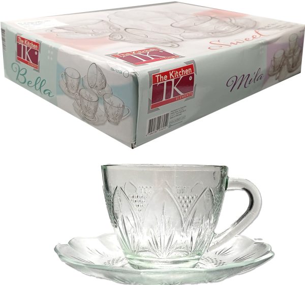 300001-1.jpg Set x6 tazas+platos vidrio labrado MILA 220cc - Imagen 1
