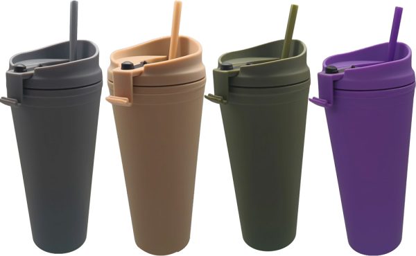 300262-1.jpg Vaso doble pared con tapa y sorbete 700cc aprox. 4col - Imagen 1
