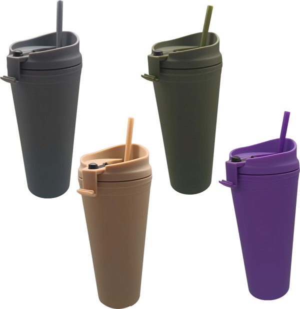 Vaso doble pared con tapa y sorbete 700cc aprox. 4col - Imagen 3