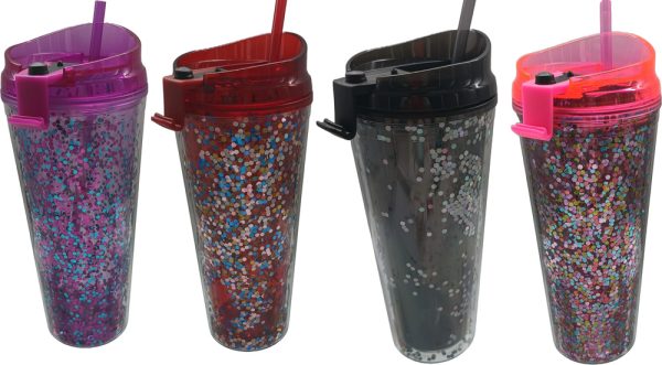 Vaso doble pared con tapa y sorbete 700cc aprox. 4 col - Imagen 1