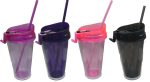 Vaso doble pared con tapa y sorbete 450cc aprox. 4 col