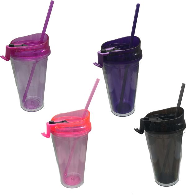 Vaso doble pared con tapa y sorbete 450cc aprox. 4 col - Imagen 3
