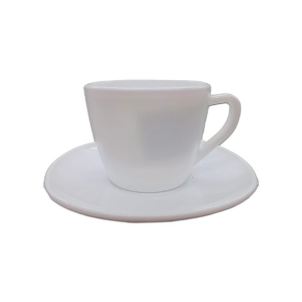 Taza de té 220cc + platito 13cm aprox LISBOA -Vidrio opalino - Imagen 1