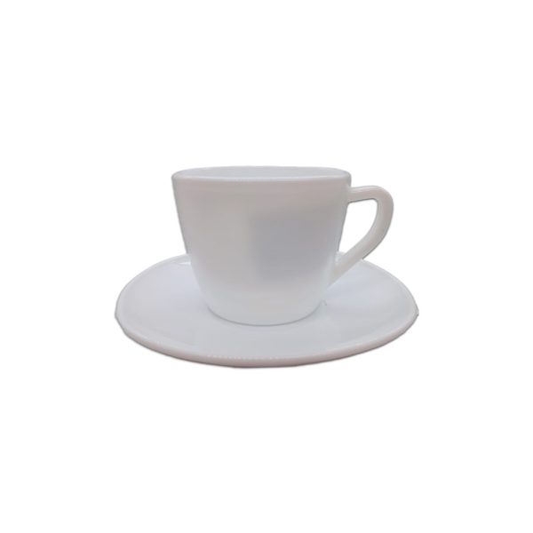 Taza de café 120cc+platito 11cm aprox LISBOA-Vidrio opalino - Imagen 1