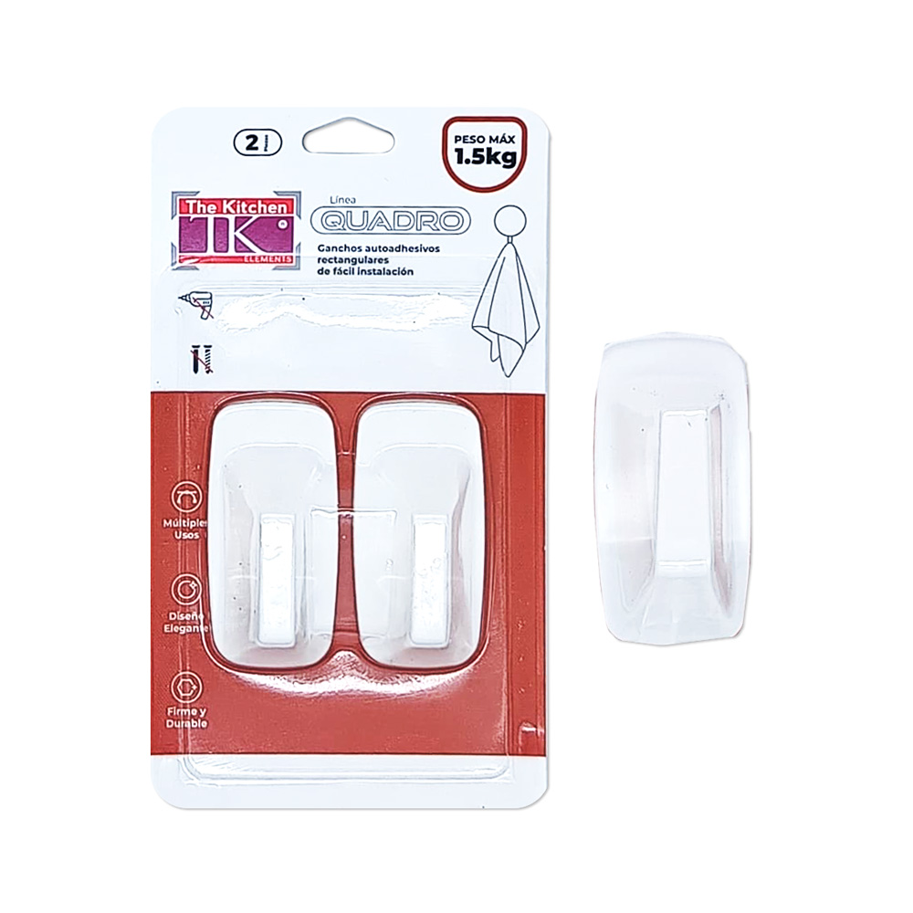 Set x2 ganchos adhesivos rectangulares