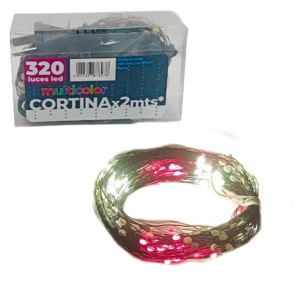 Cortina x320 LED multicolor-cable verde - Imagen 1
