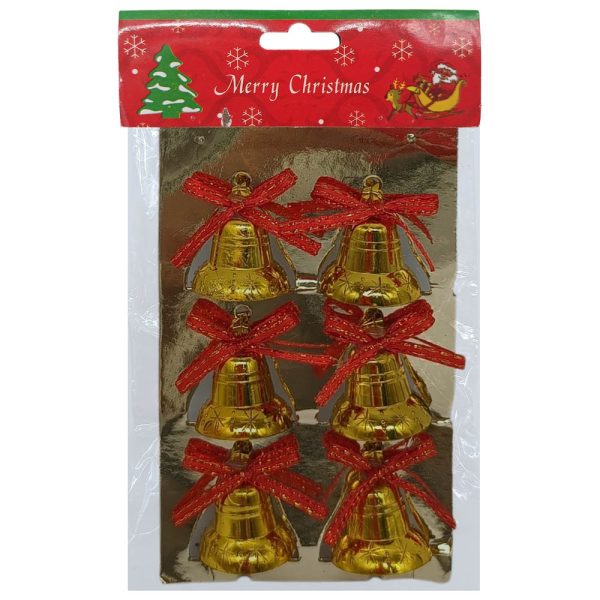 Set x6 campanas c/moño 2,2cm aprox c/u - Imagen 1
