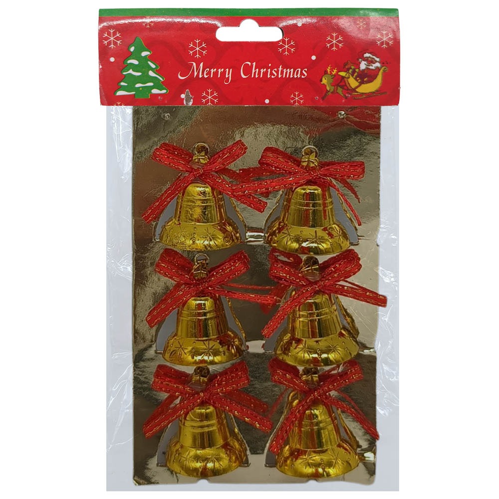 Set x6 campanas con moño 2,2cm cada uno