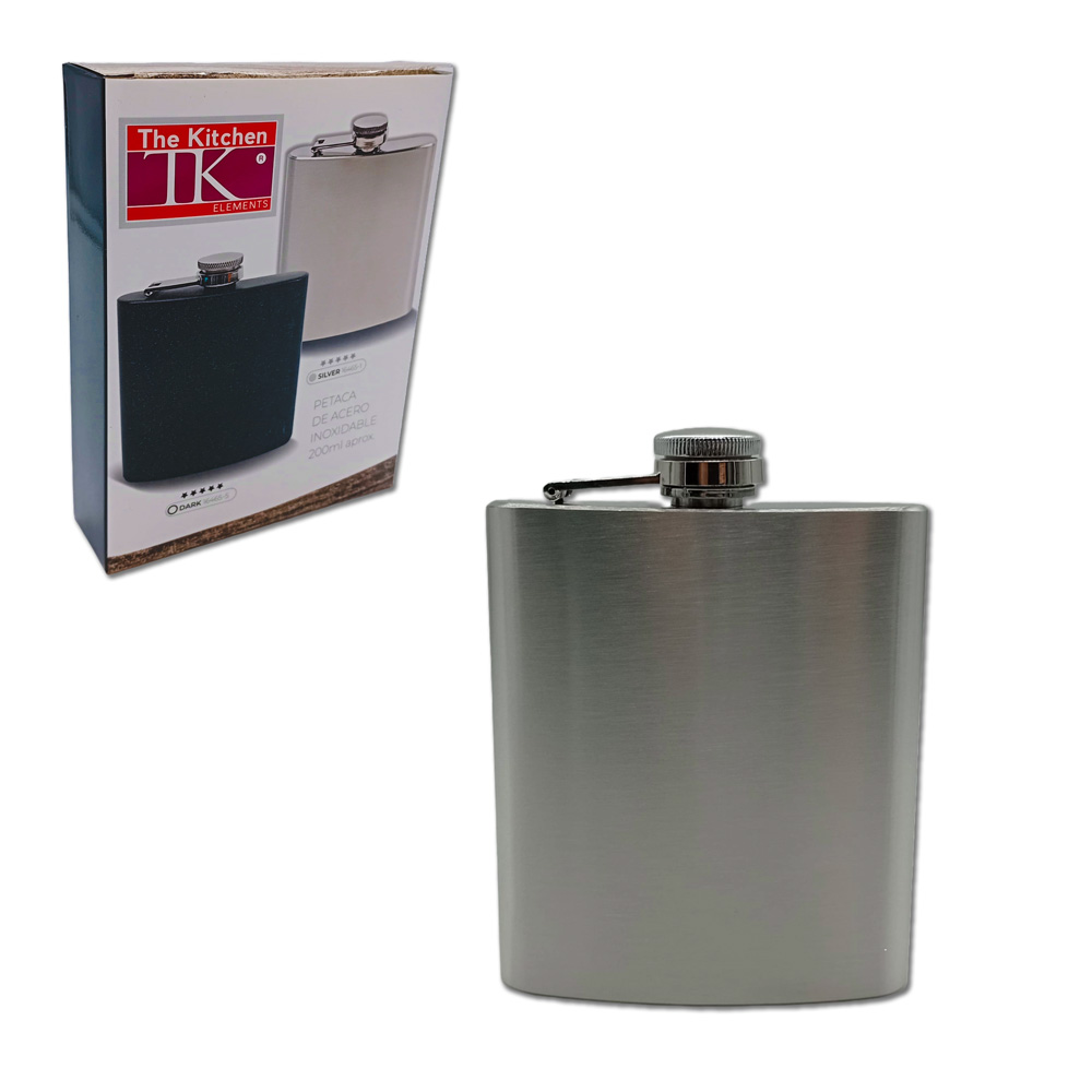 Petaca lisa de acero inoxidable 200cc