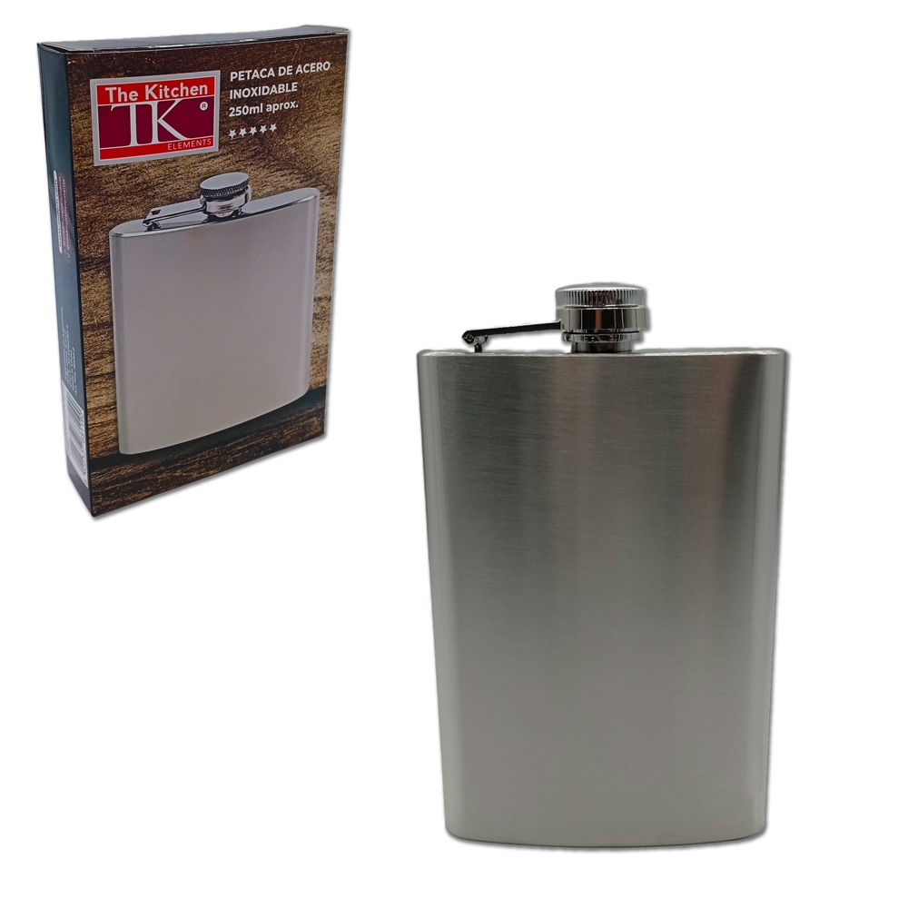 Petaca lisa de acero inoxidable 250cc