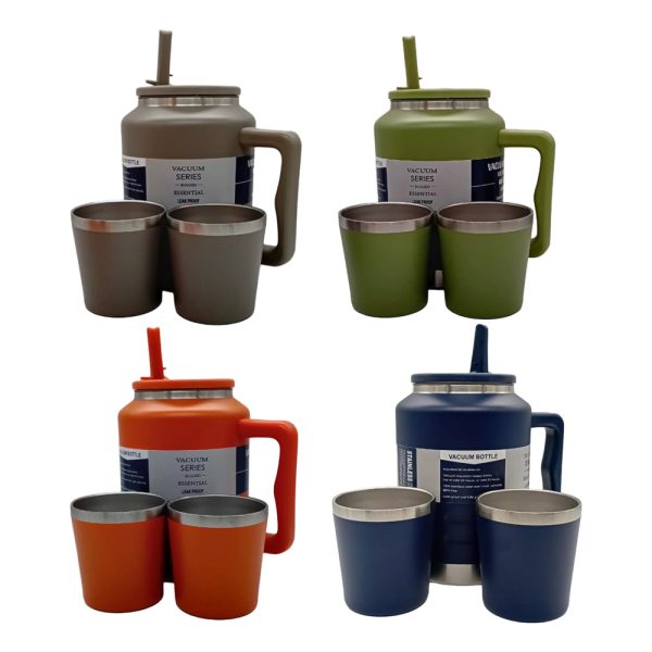 302634-1.jpg Bidón acero c/pico deportivo+sorbete 1,5L aprox+2 vasos térm - Imagen 1