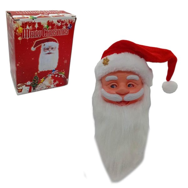 Cara de noel c/barba, mueve los ojos, c/ música, 45cm aprox - Imagen 1
