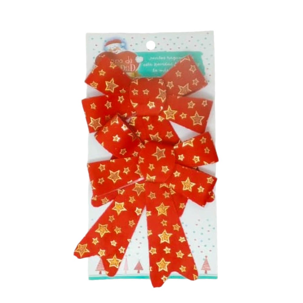 Set x2 moños rojos con estrellas, 17x20cm