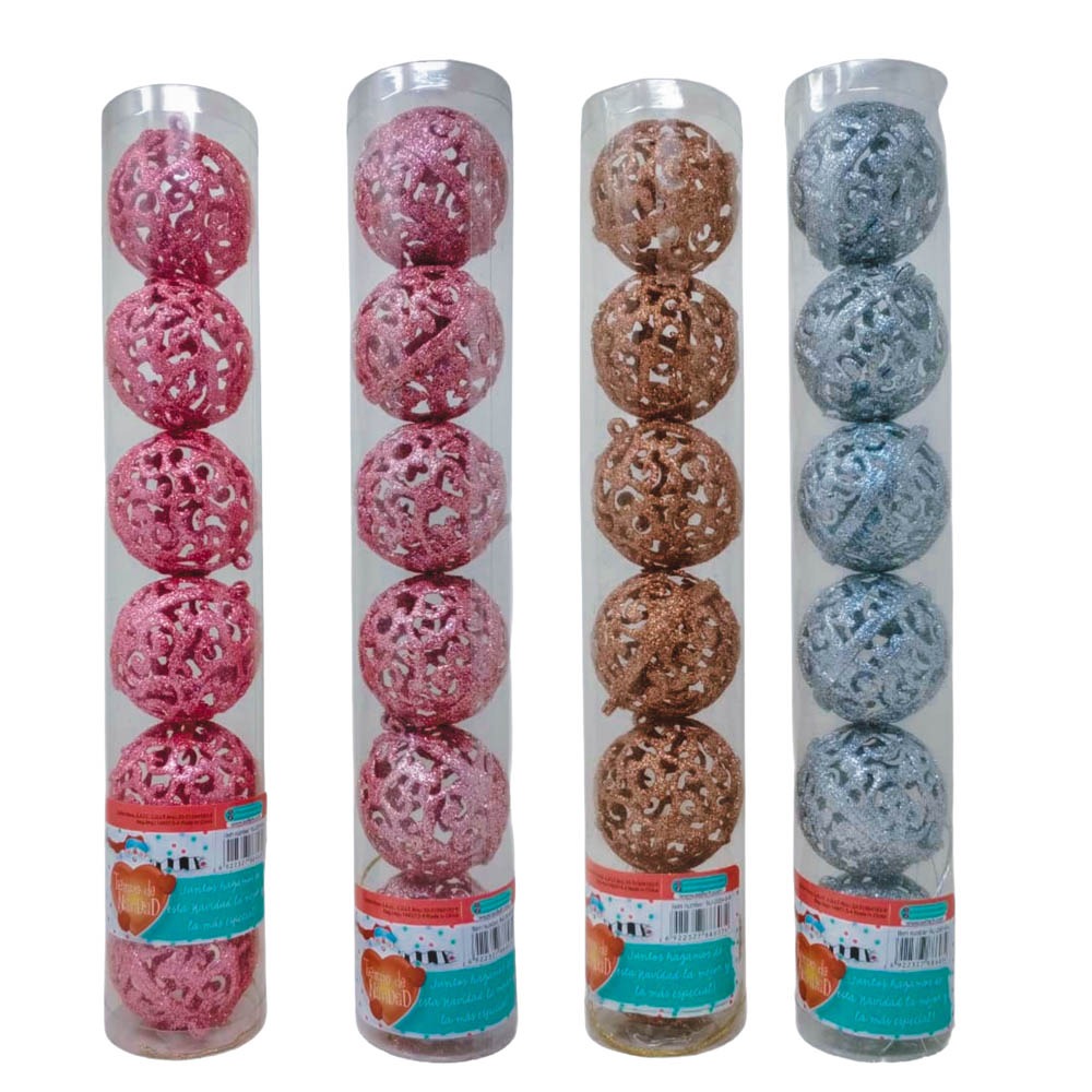 Tubo x6 bolas arábigas con purp- 4 surtido degradé rosa