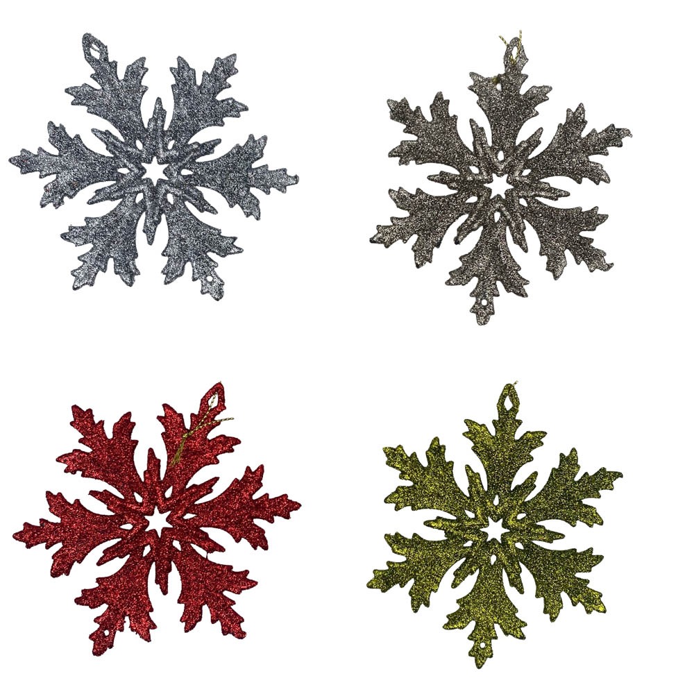 Copo de nieve en purp 12cm - 4 surtido ro, ver, do, plat