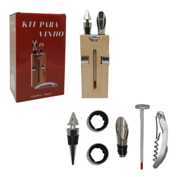 "Set de barman 6 elementos de acero+base de bamboo - Imagen 1