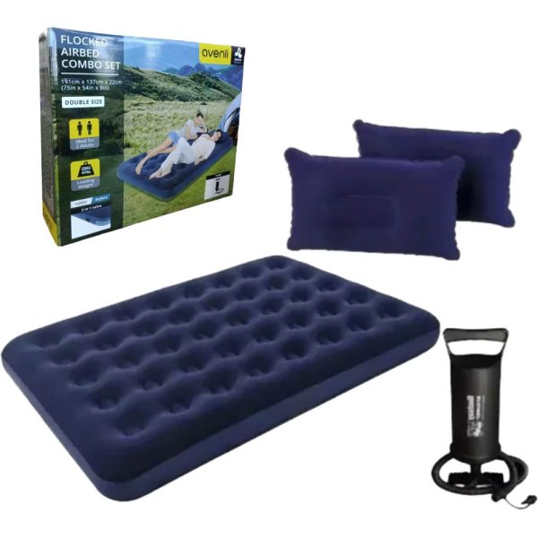 Colchon inflable 2 plazas 191x137cm aprox con inflador - Imagen 2