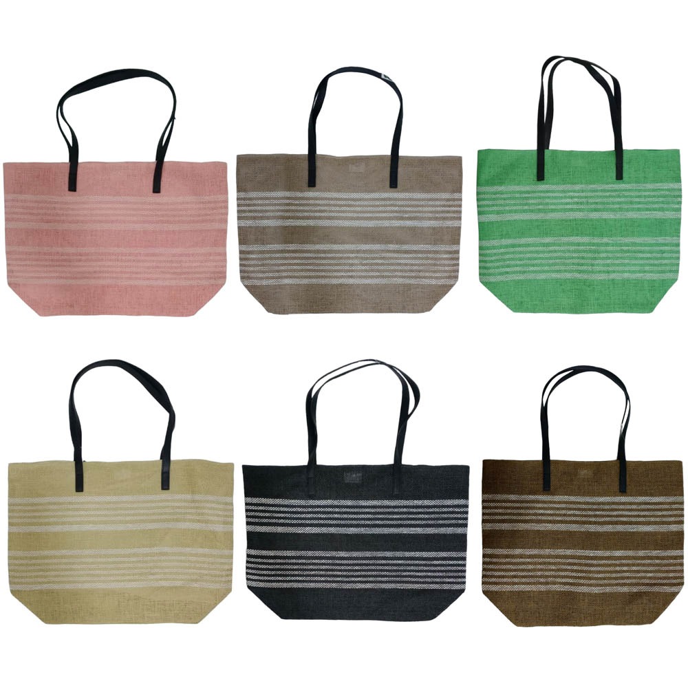 Bolso playero fibra papel dis líneas horiz 52x16x39