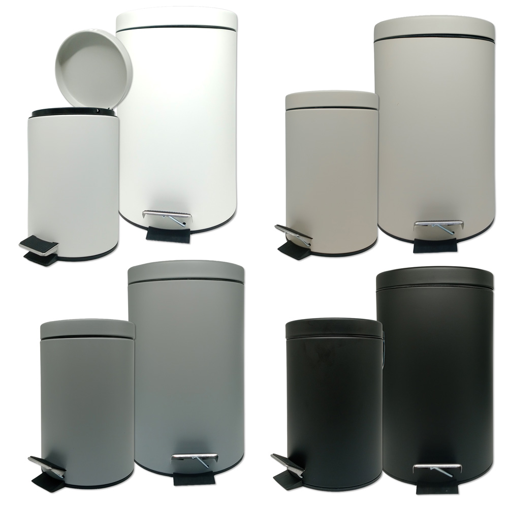 Set x2 recip redondos para residuos acero con pedal 3L+12L-4 col