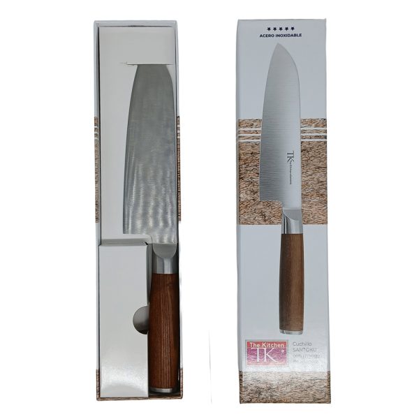 Cuchillo Santoku 18.5cm aprox con mango de madera - Imagen 3