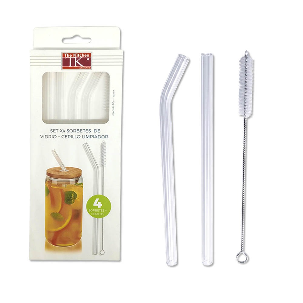 Set x4 sorbetes transparentes de vidrio + limpiador
