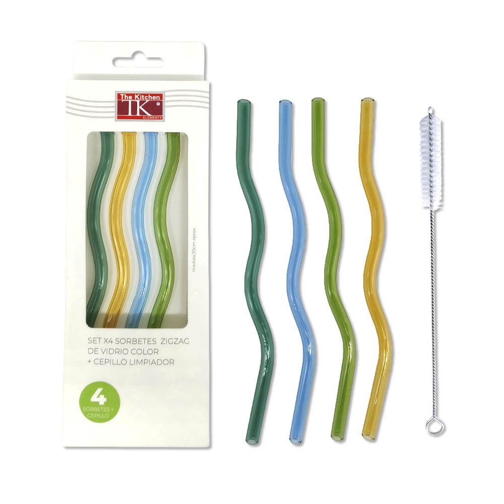 Set x4 sorbetes en zigzag de vidrio de colores + limpiador