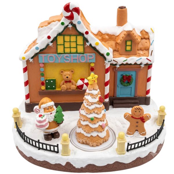 306323-1.jpg Casa galleta+figuras+árbol girat. Carga USB+pila 25x16x21cm - Imagen 1