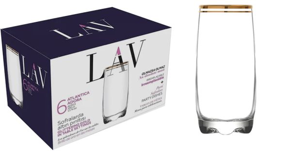 pack x 6 vasos ATLANTIC ORO T/L 370cc c/reg - Imagen 3