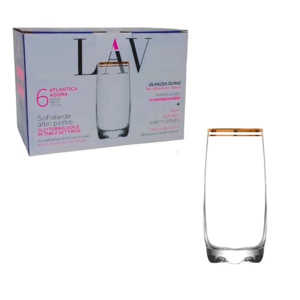 pack x 6 vasos ATLANTIC ORO T/L 370cc c/reg - Imagen 4